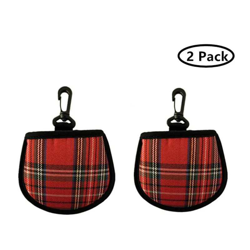 2 Pack Golf Ball Cleaner Pouch with Hanging Belt Clip