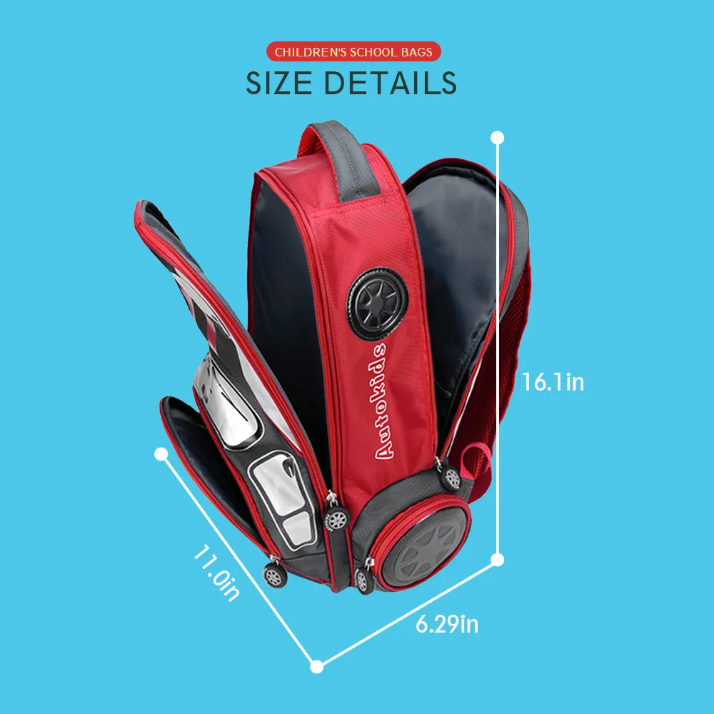 3D Car Waterproof Backpack Children Comic School Bag Book Bags