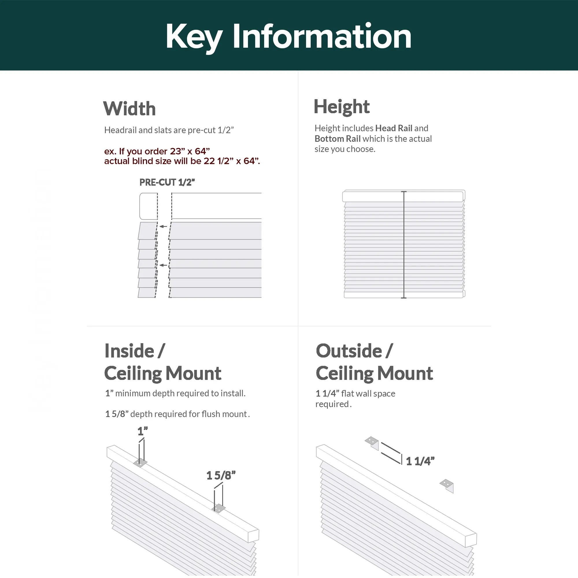 48-INCH HEIGHTS | Blackout 1" Slats | Midnight