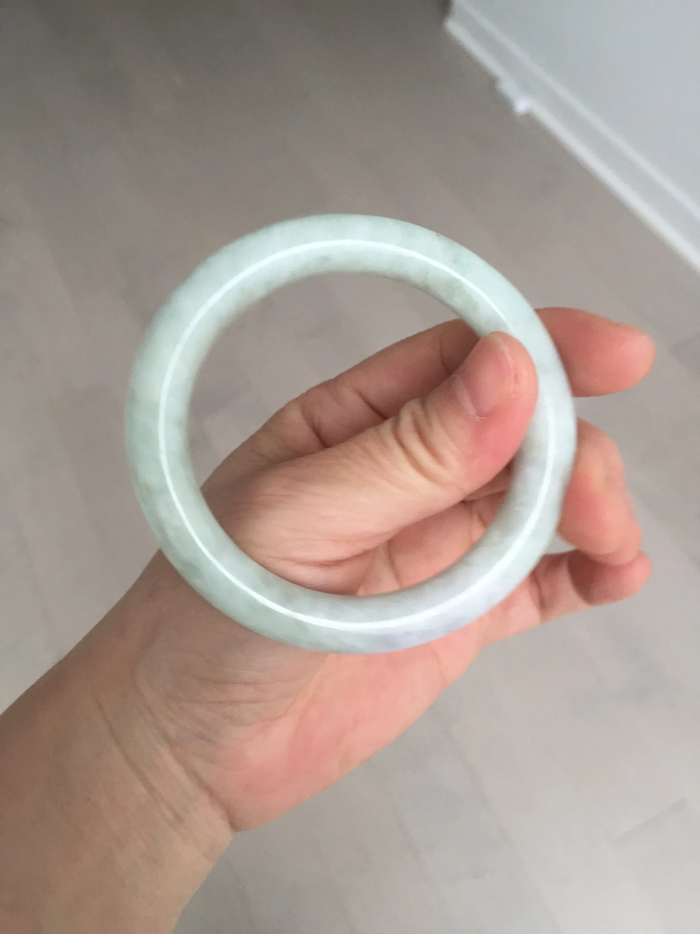 53.9mm 100% natural Type A green/purple/yellow(FU LU SHOU) chubby jadeite jade bangle BK74-5806