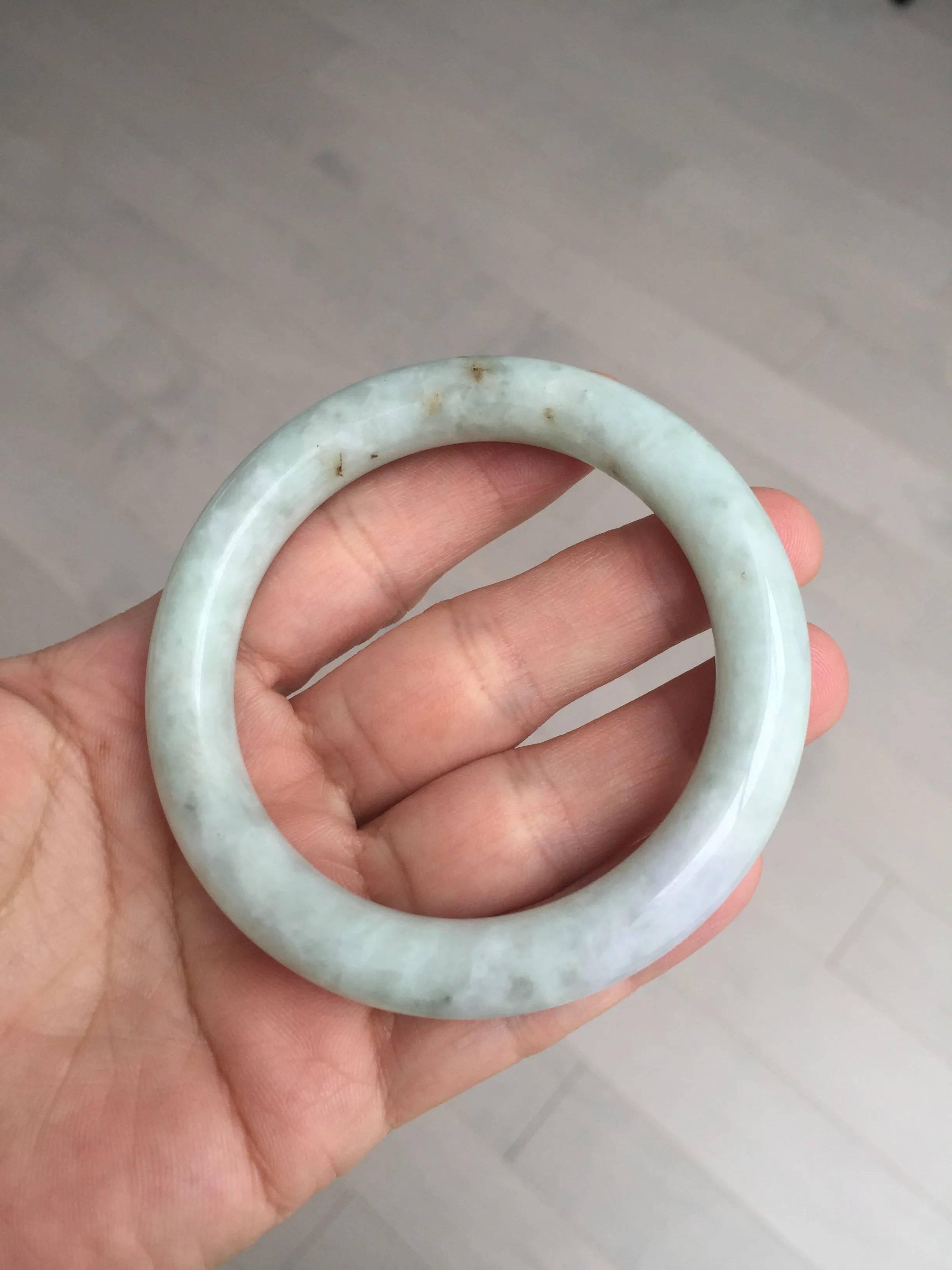 53.9mm 100% natural Type A green/purple/yellow(FU LU SHOU) chubby jadeite jade bangle BK74-5806