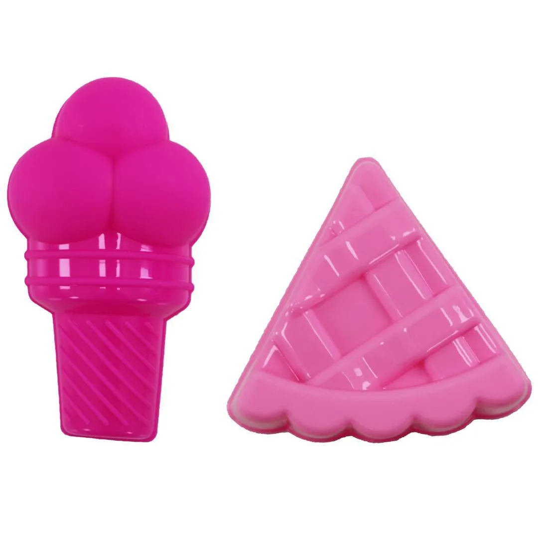 7 Pcs Beach Toys Ice Cream Playset Bucket with Pail, Spade, Scoop, and Shovels - 909018
