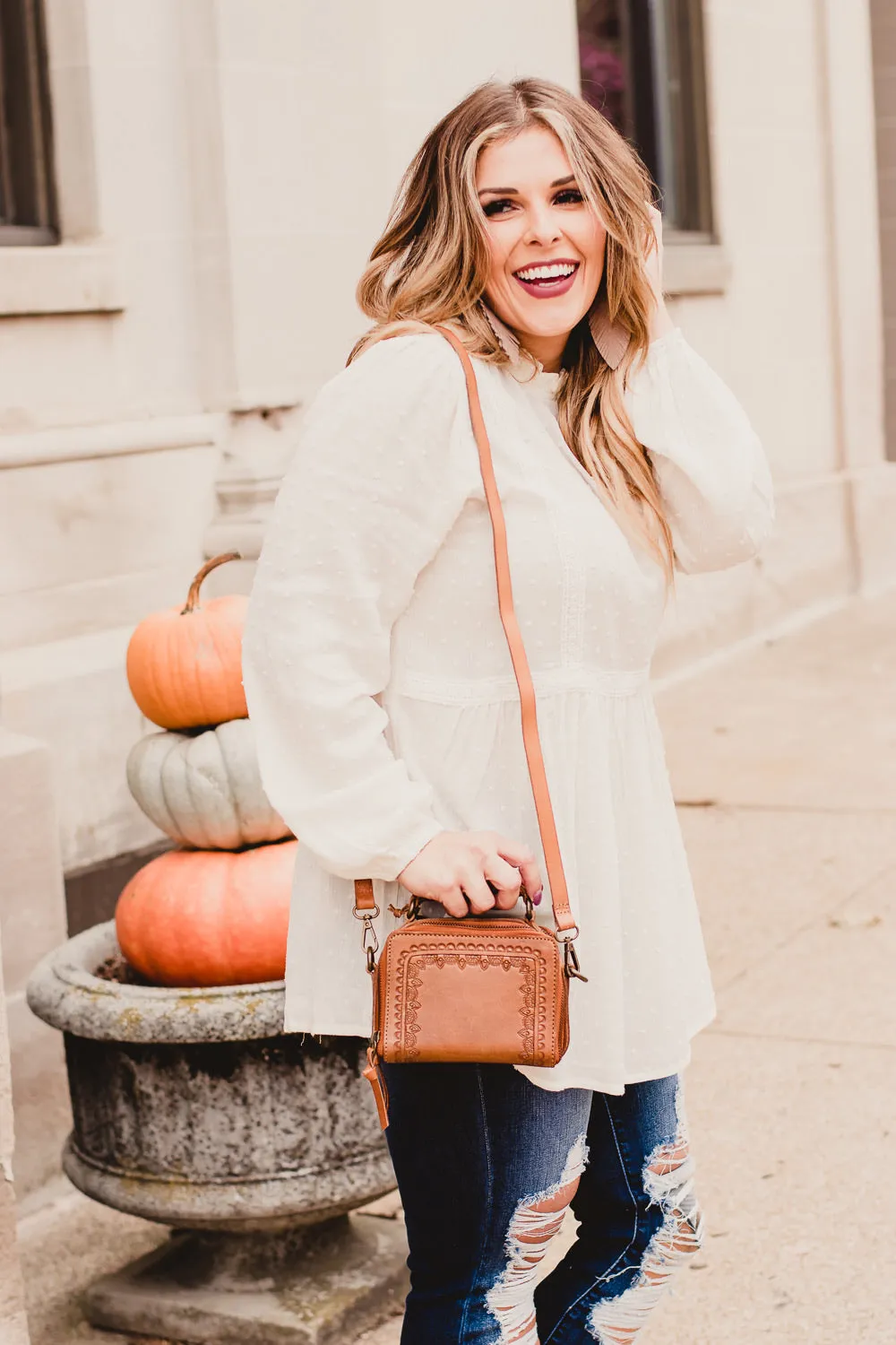 Ace Mini Leather Briefcase, Cognac
