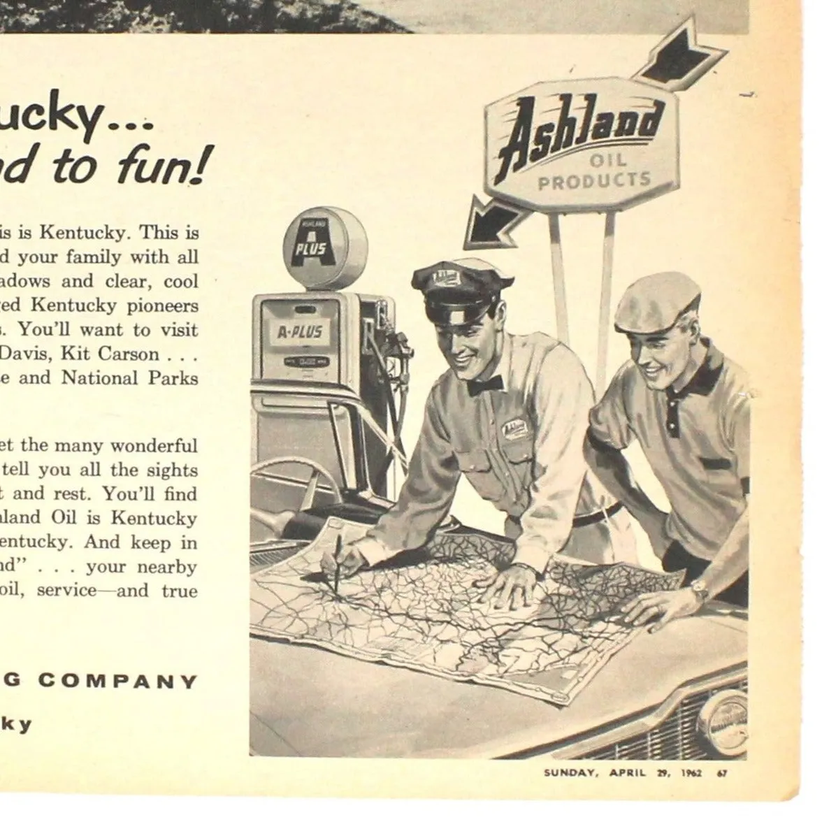 Advertisement, Ashland Oil & Refining Co., Ashland KY, Original 1962 Magazine Ad, Vintage