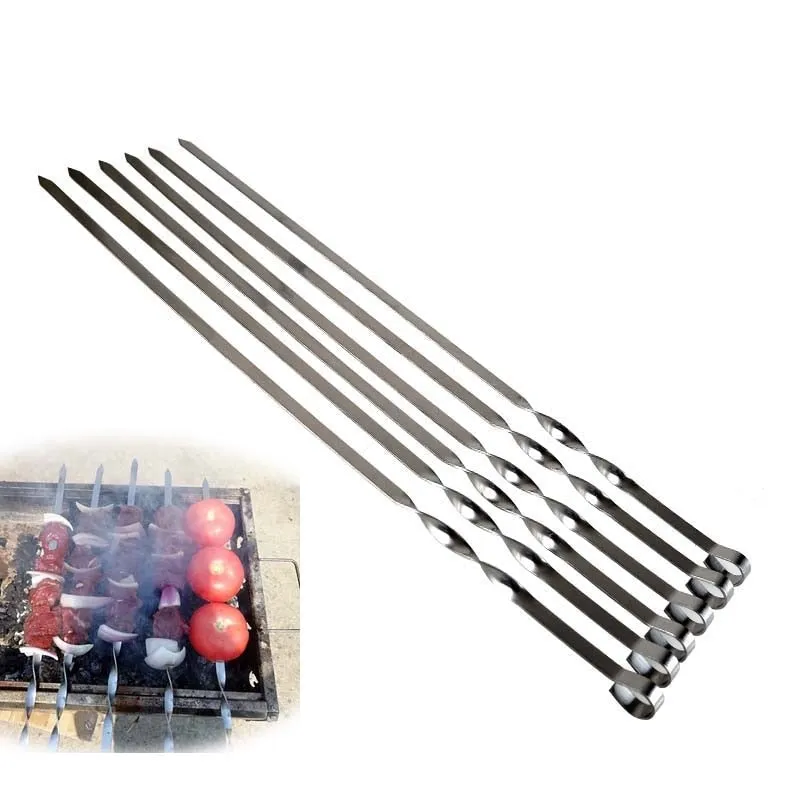 Barbecue Skewer Sticks Barbecue Forks Set Long Handle Skewers Flat