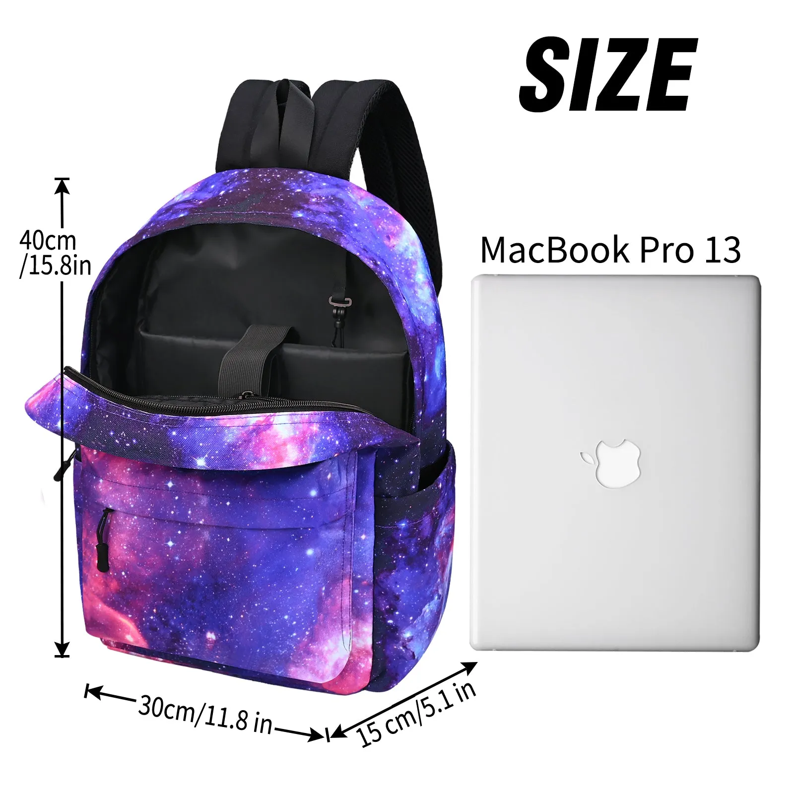 Canvas Backpack ,Washable Recycle Cotton 15.8 Inch Backpack for Women Fashion,Backpack for School(Starry Sky)