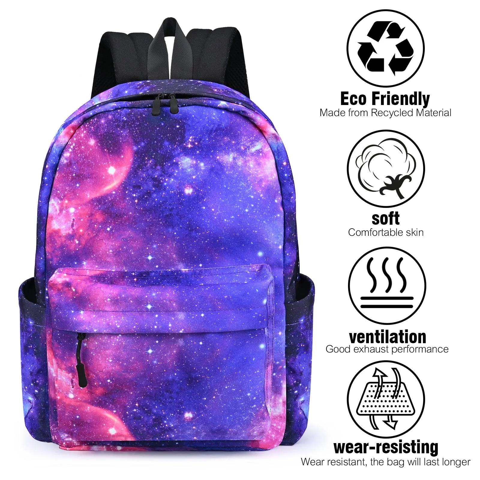 Canvas Backpack ,Washable Recycle Cotton 15.8 Inch Backpack for Women Fashion,Backpack for School(Starry Sky)