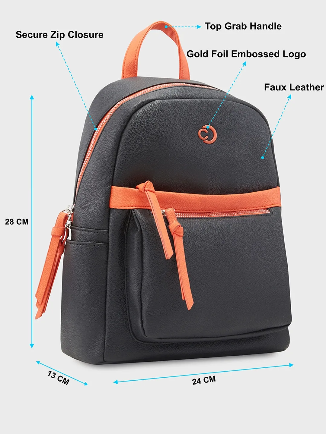 Caprese Sia Fashion Backpack Medium Black