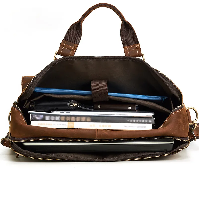 Classic Men Vintage Leather Business Briefcase