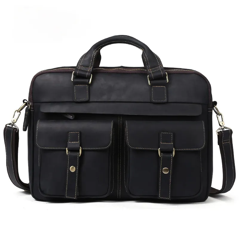 Classic Men Vintage Leather Business Briefcase