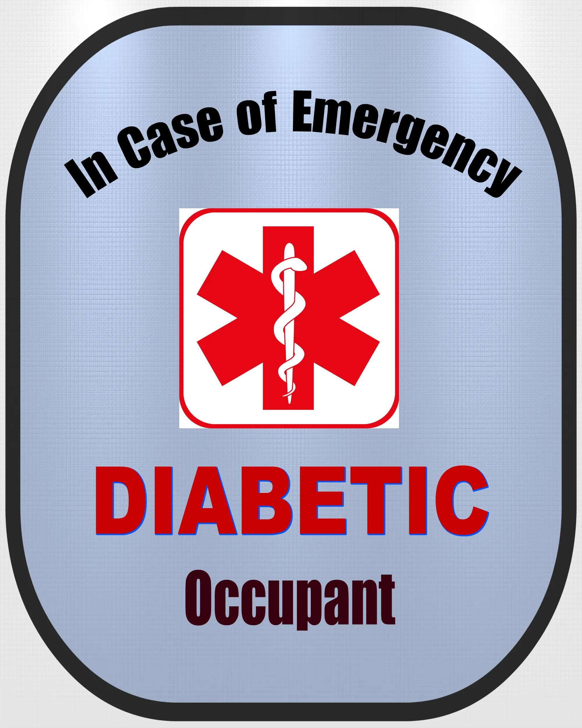 Diabetic Medical Alert Pocket Seat Belt Cover - Window Decal Set