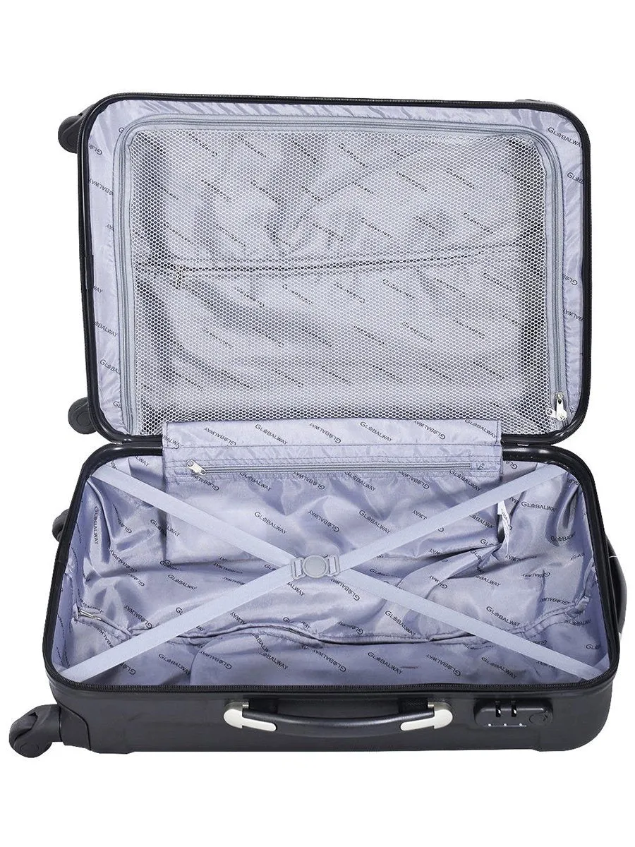 GLOBALWAY 3 Pcs Luggage Travel Set Bag ABS Trolley Suitcase Black