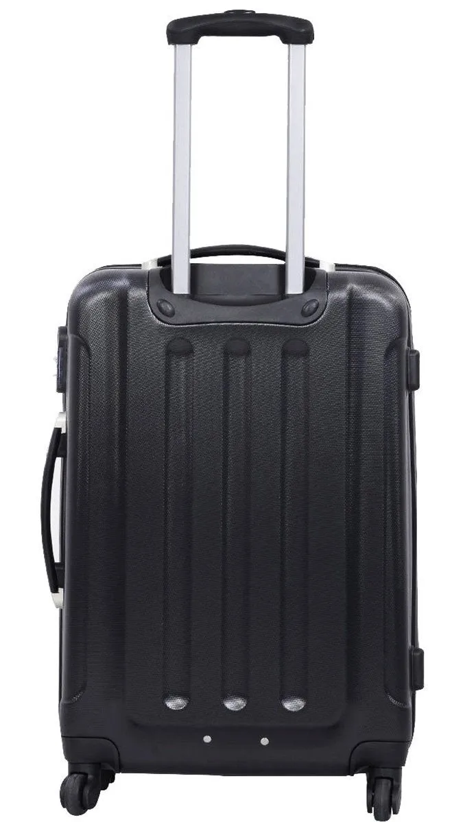 GLOBALWAY 3 Pcs Luggage Travel Set Bag ABS Trolley Suitcase Black