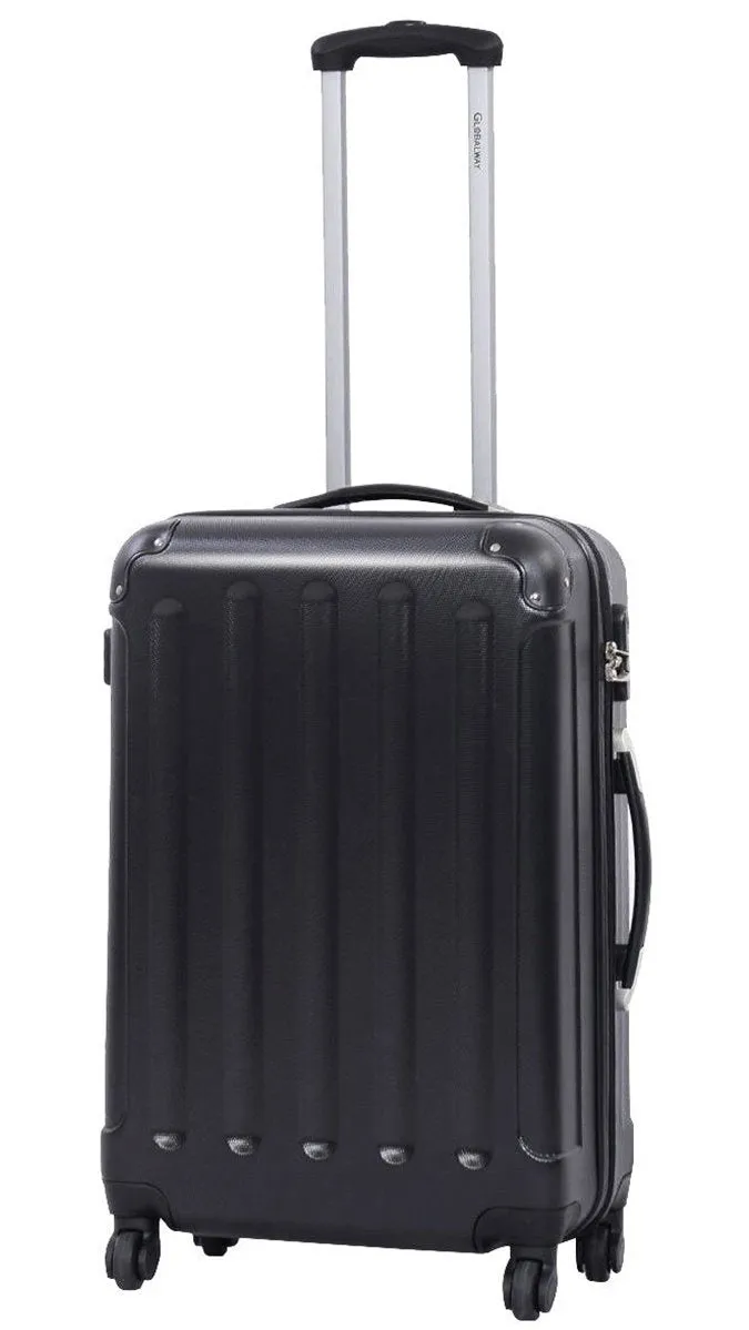 GLOBALWAY 3 Pcs Luggage Travel Set Bag ABS Trolley Suitcase Black