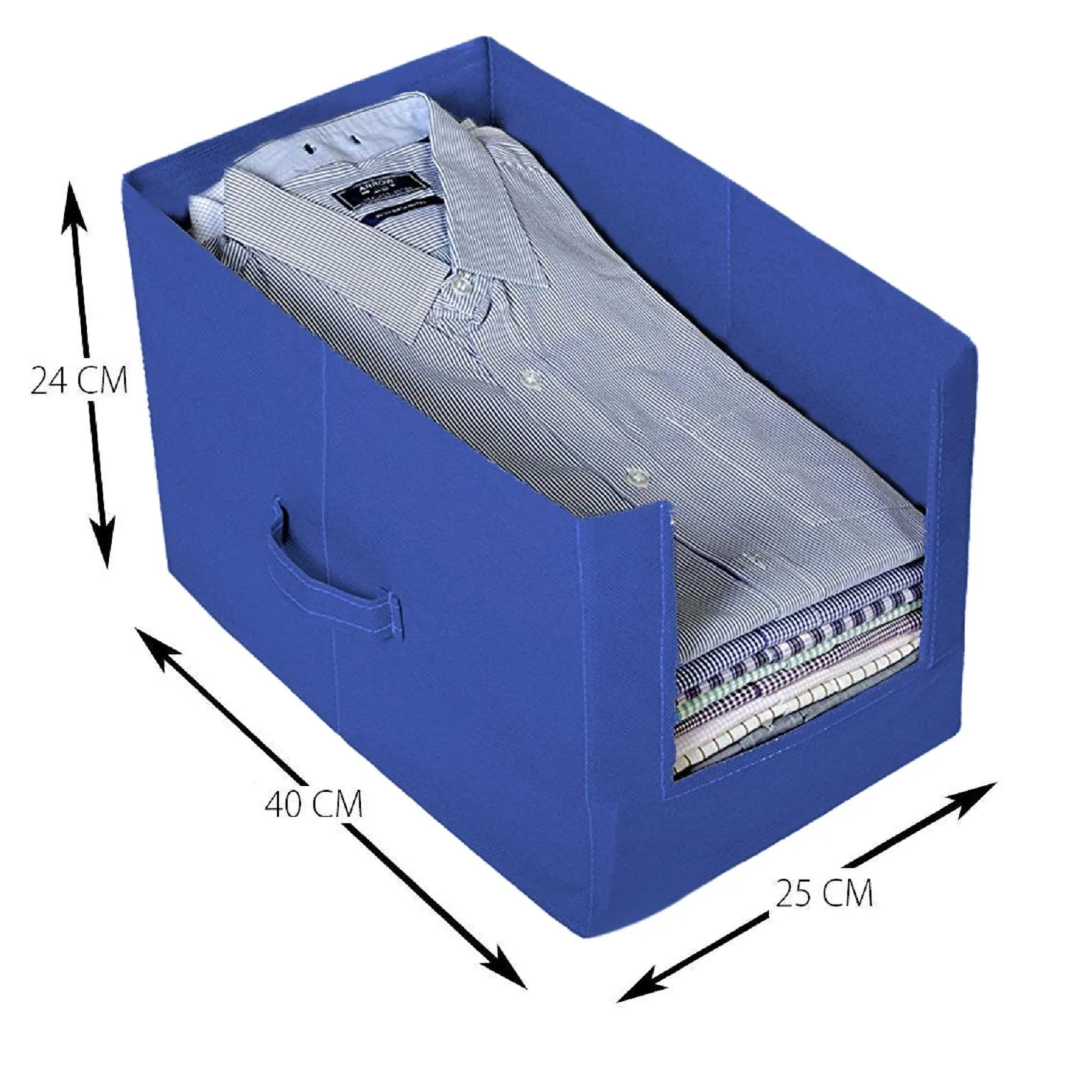 Kuber Industries Non-Woven 2 Pieces Shirt Stacker Wardrobe Organizer (Black & Blue) - CTKTC23251