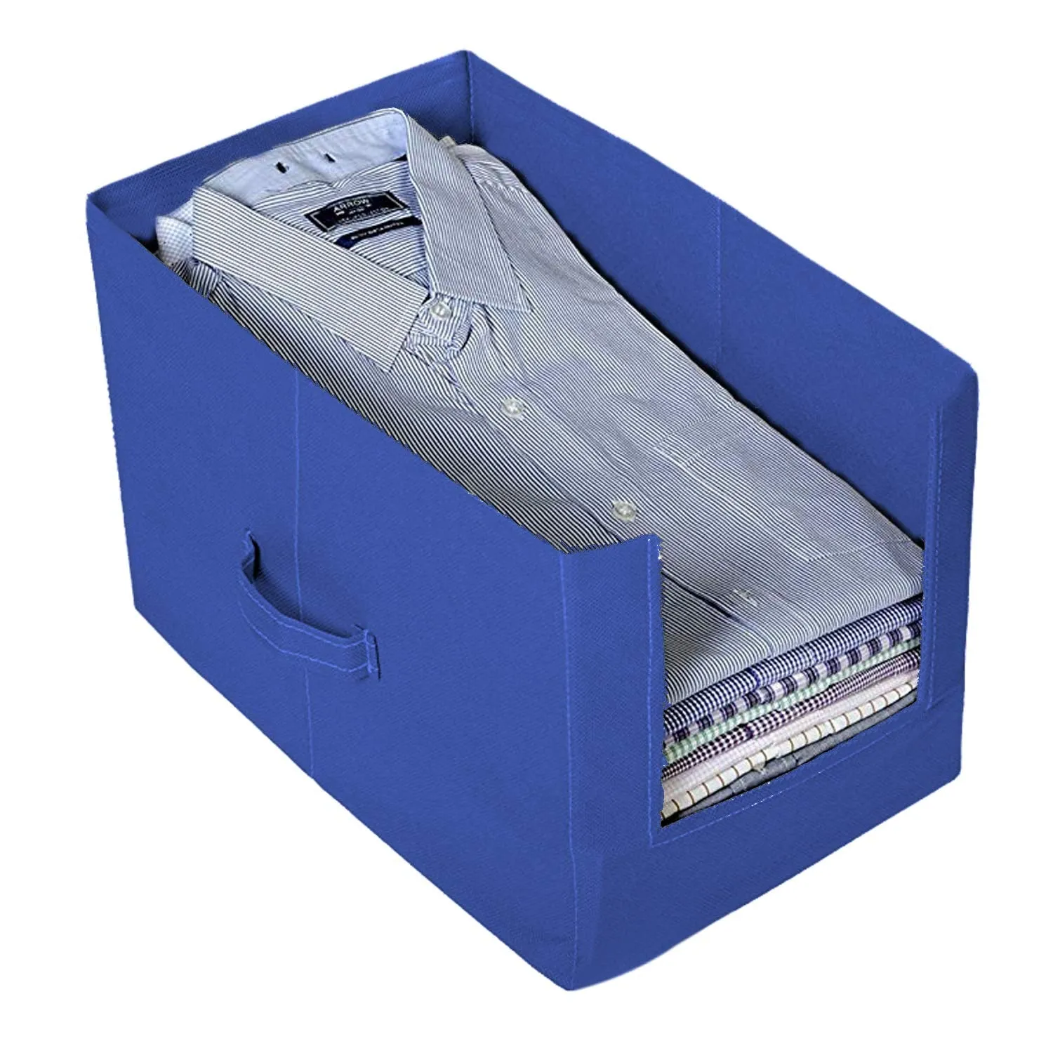 Kuber Industries Non-Woven 2 Pieces Shirt Stacker Wardrobe Organizer (Black & Blue) - CTKTC23251