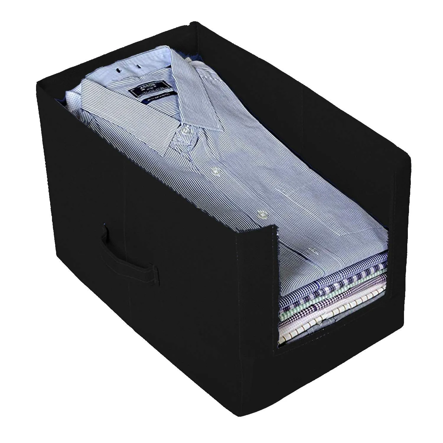 Kuber Industries Non-Woven 2 Pieces Shirt Stacker Wardrobe Organizer (Black & Blue) - CTKTC23251