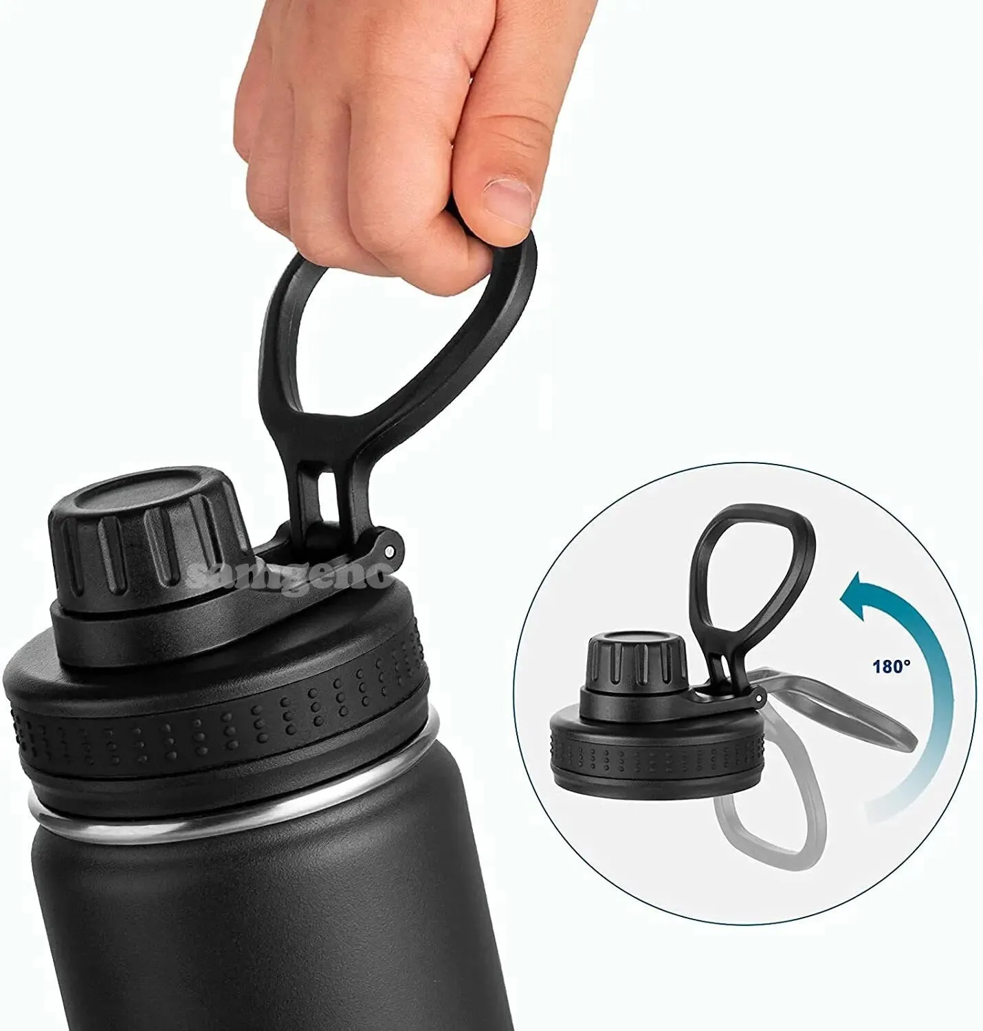 Large Capacity Water Bottle | 1000ml / 32 oz | Stainless Steel | Double Wall Vacuum Insulation | With Handle and Carry Strap