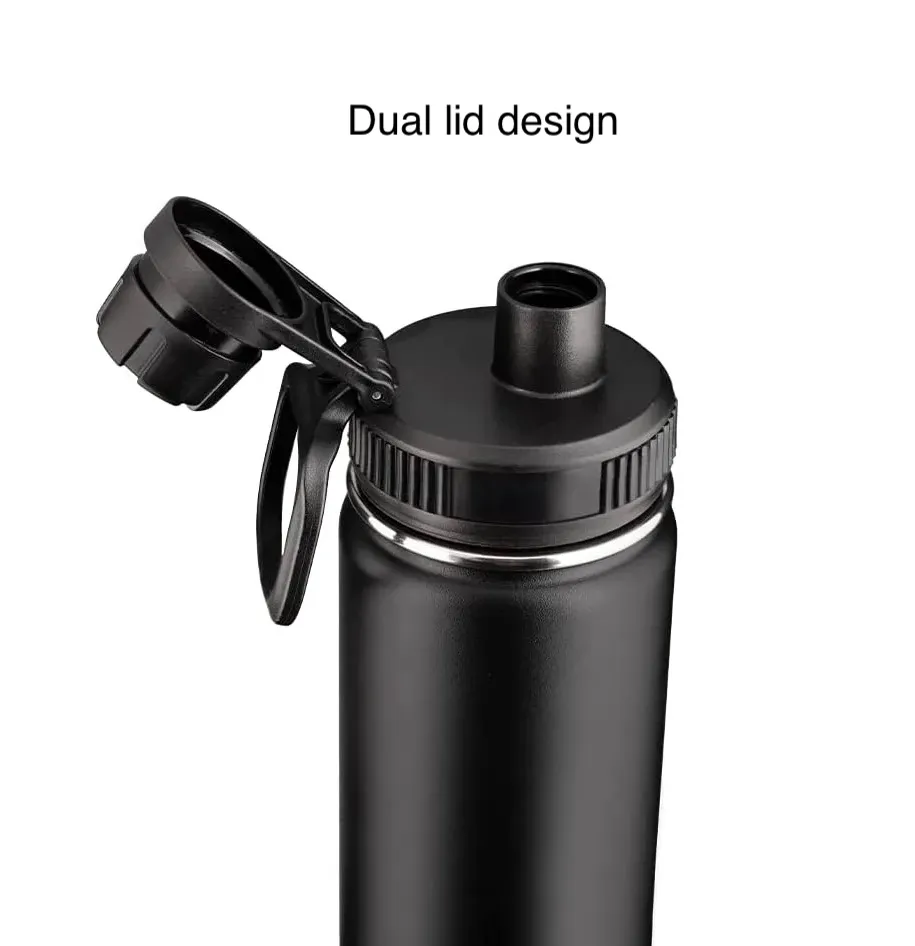 Large Capacity Water Bottle | 1000ml / 32 oz | Stainless Steel | Double Wall Vacuum Insulation | With Handle and Carry Strap