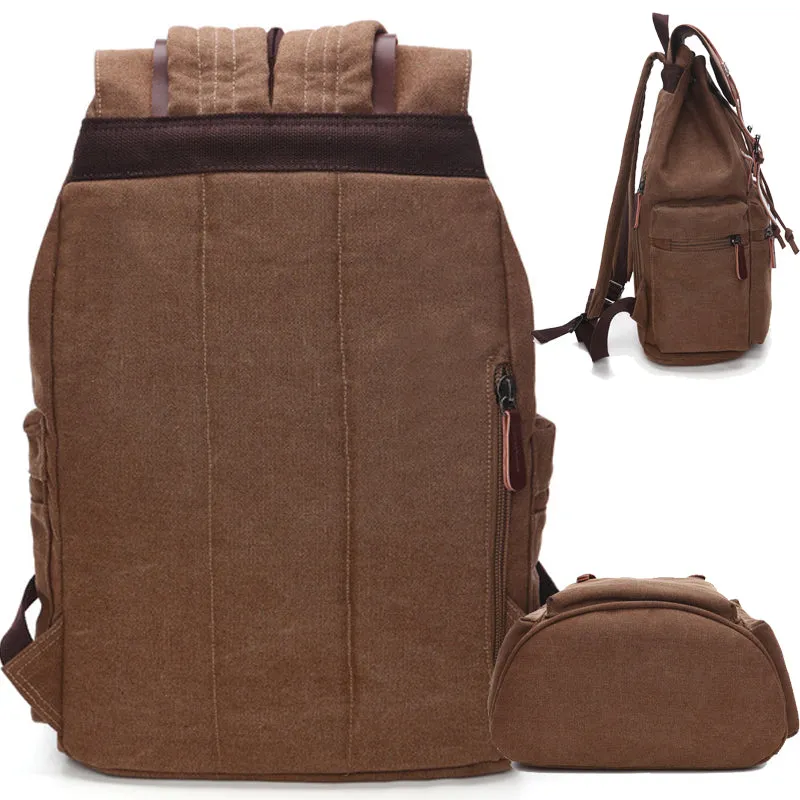 Large Laptop Bookbag Drawstring Canvas Backpack