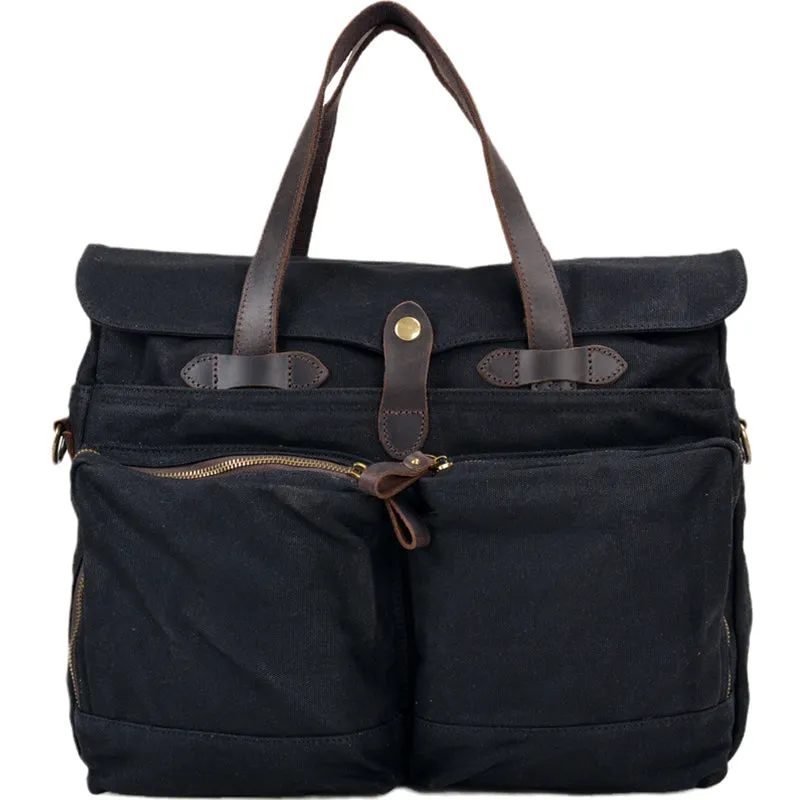 Oil Wax Canvas Handbag Laptop Bag Vintage Canvas Briefcase Work Bag