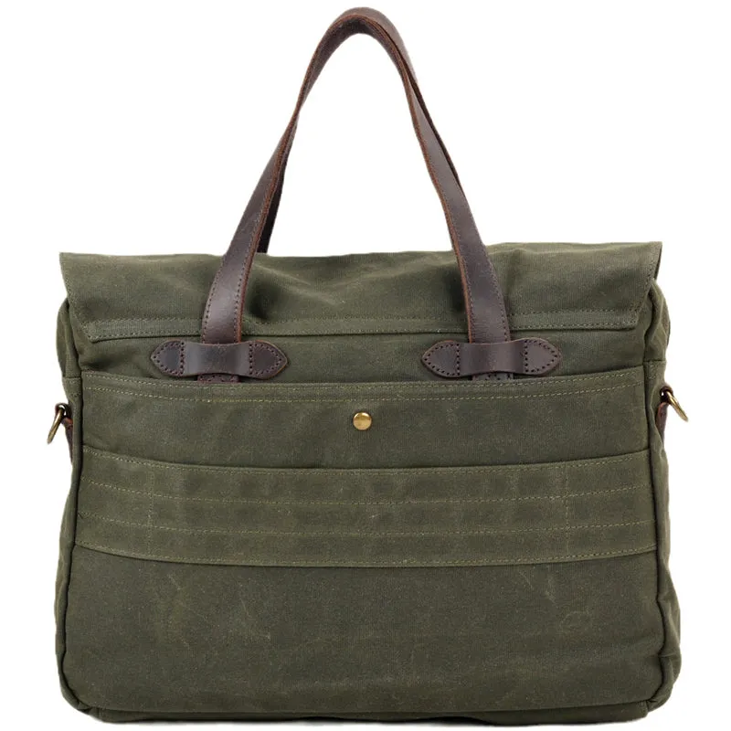 Oil Wax Canvas Handbag Laptop Bag Vintage Canvas Briefcase Work Bag