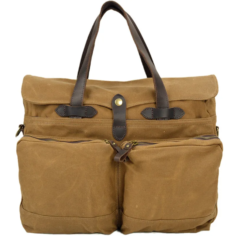 Oil Wax Canvas Handbag Laptop Bag Vintage Canvas Briefcase Work Bag
