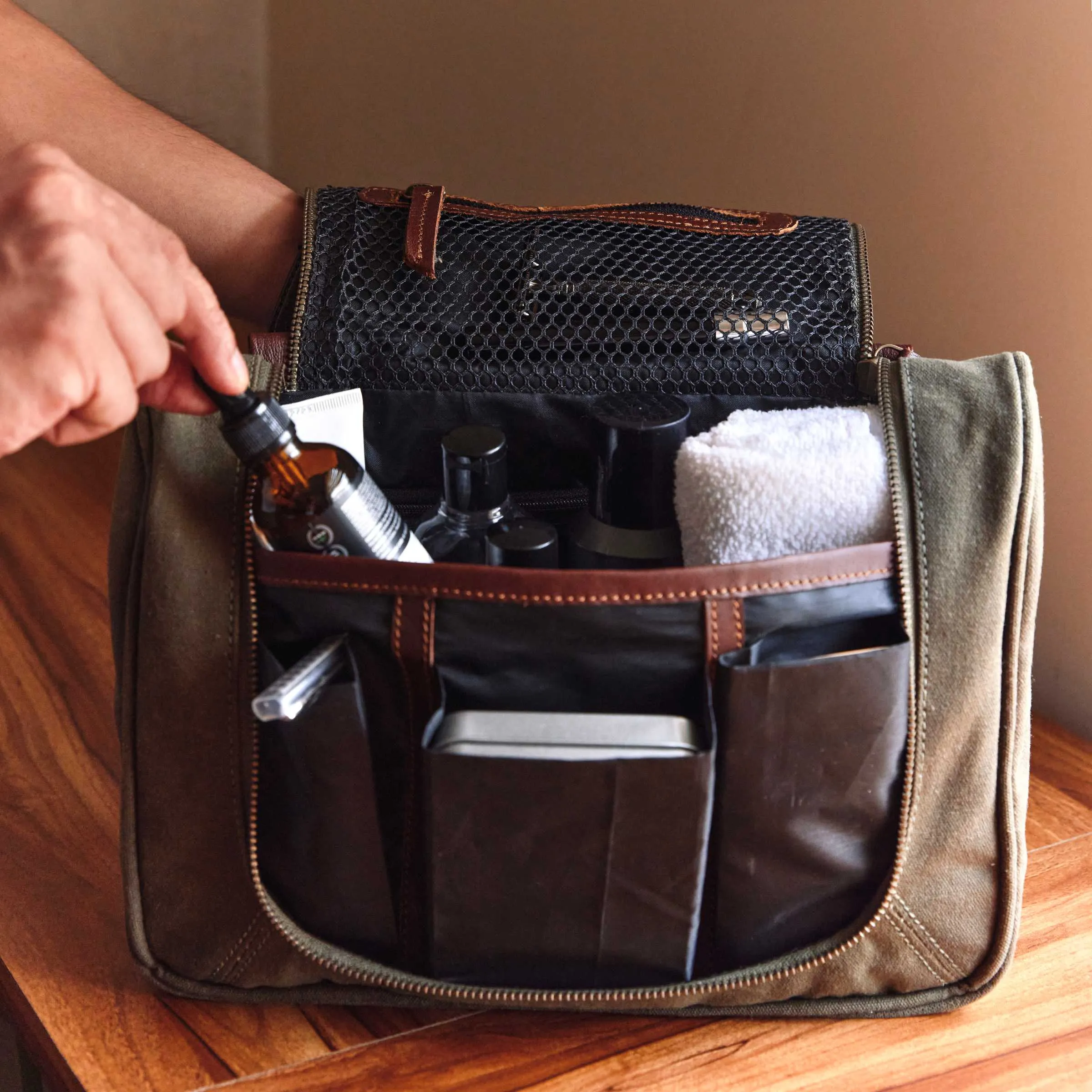 Olive Toiletry Bag | Waxed Canvas