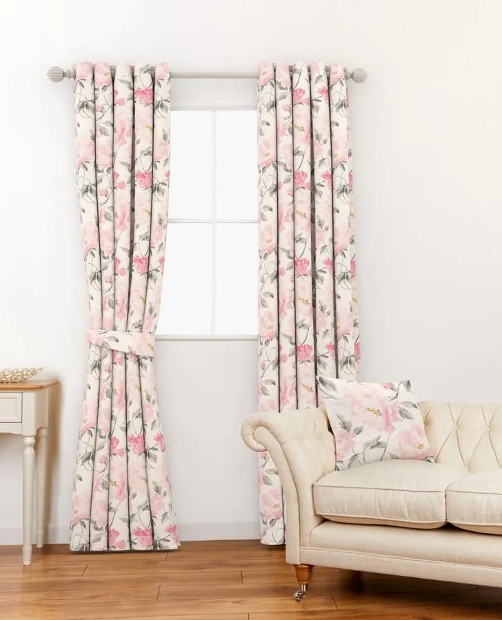 Peonies Dark Blush Curtain Fabric