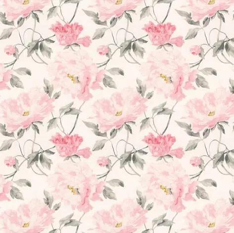 Peonies Dark Blush Curtain Fabric