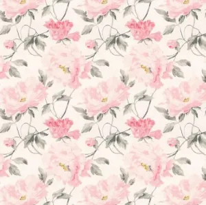 Peonies Dark Blush Curtain Fabric