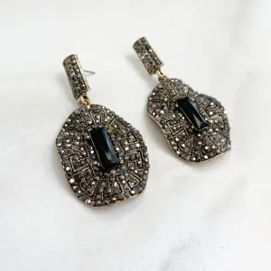 SASHA Gold & Black Jewel Earrings