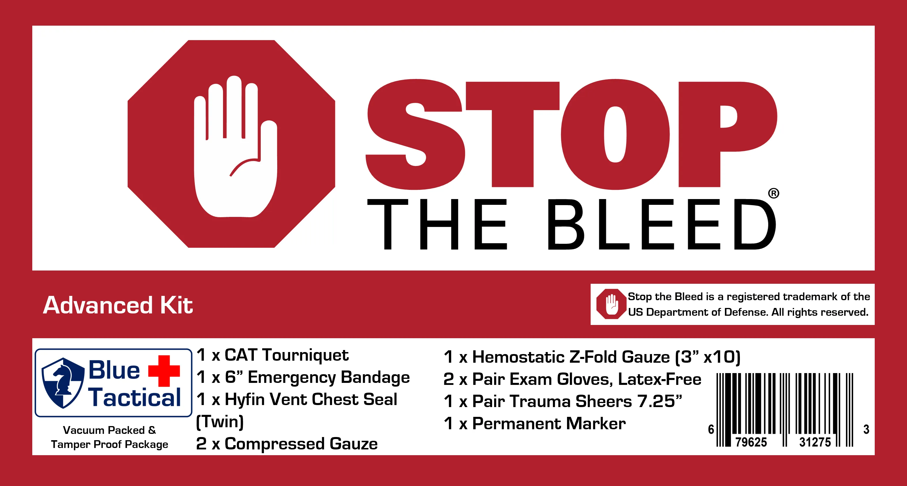 Stop The Bleed Facility Bag- Advanced Kits (CBP)