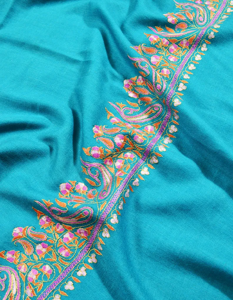 tiffany blue embroidery pashmina stole 8624