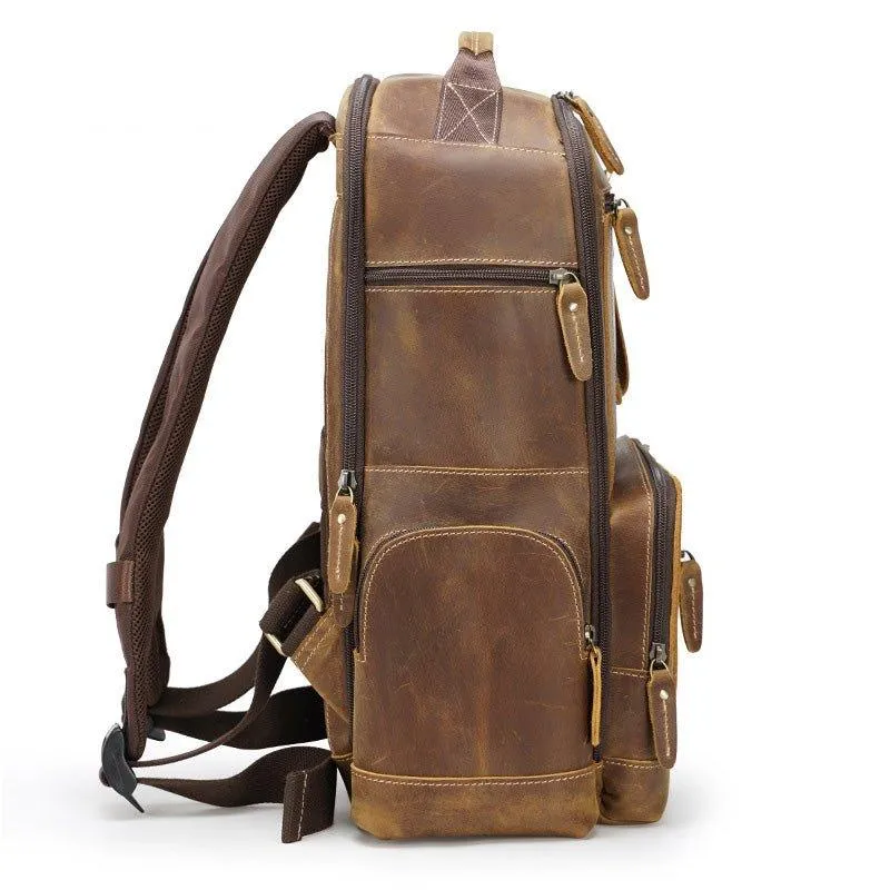 Woosir Vintage Genuine Leather College Backpack