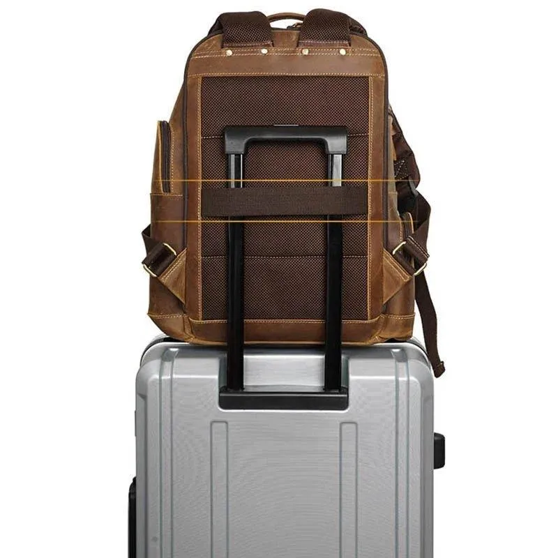 Woosir Vintage Genuine Leather College Backpack