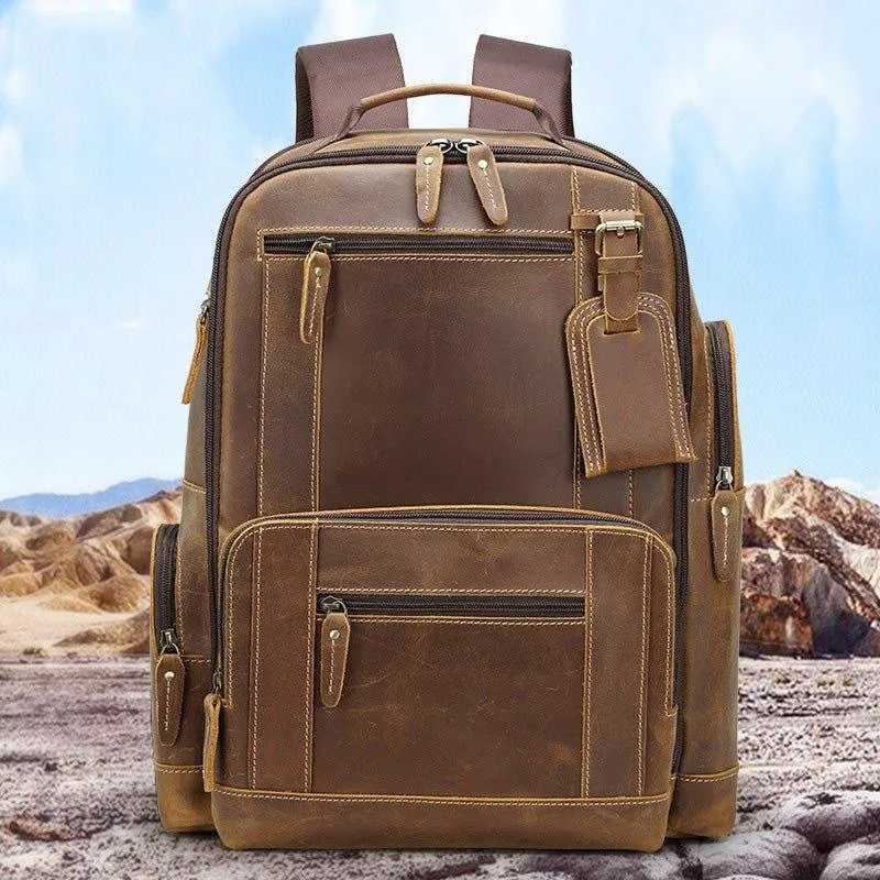 Woosir Vintage Genuine Leather College Backpack