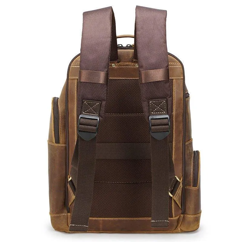 Woosir Vintage Genuine Leather College Backpack