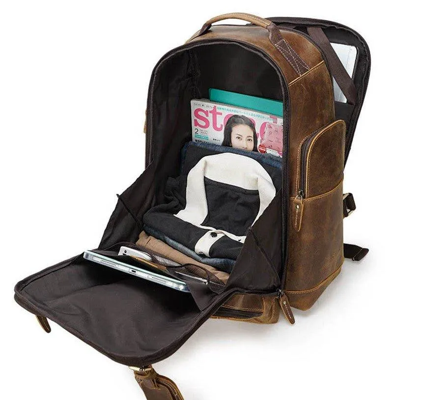 Woosir Vintage Genuine Leather College Backpack
