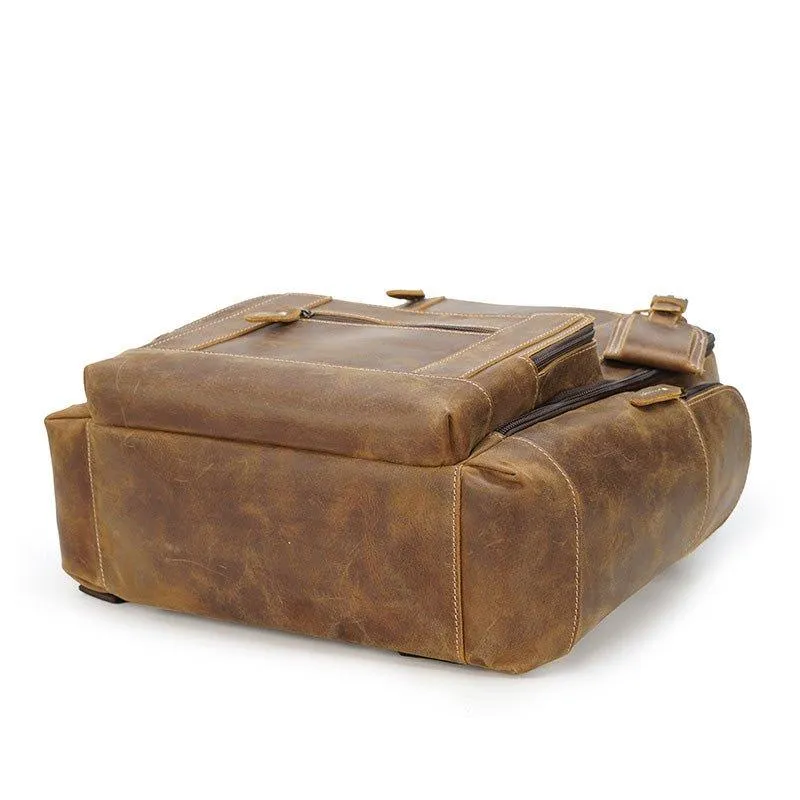 Woosir Vintage Genuine Leather College Backpack
