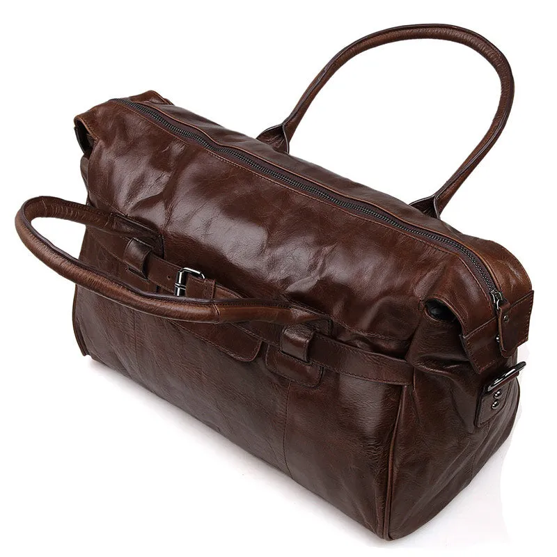 YAAGLE Men's Wax Leather Luggage Handbag YG7079Q