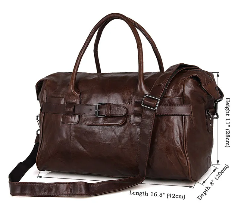 YAAGLE Men's Wax Leather Luggage Handbag YG7079Q