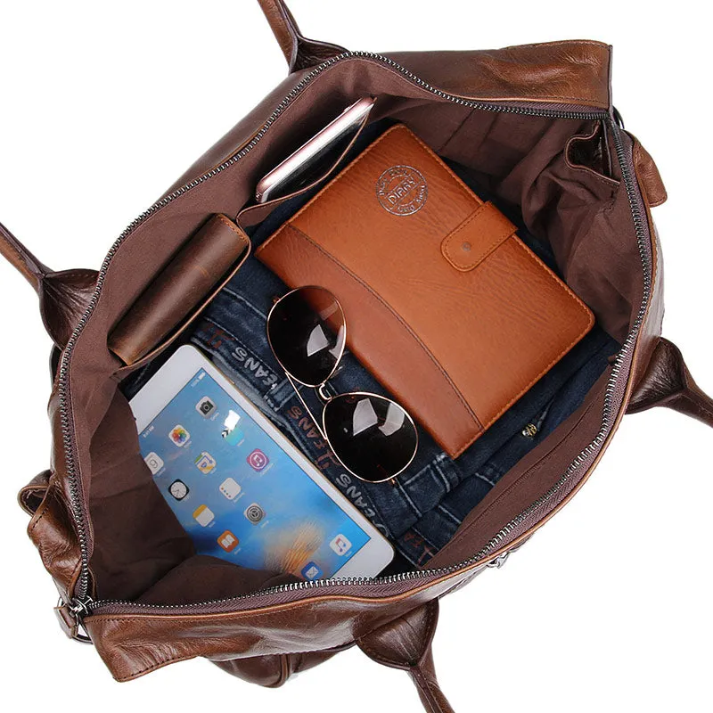 YAAGLE Men's Wax Leather Luggage Handbag YG7079Q