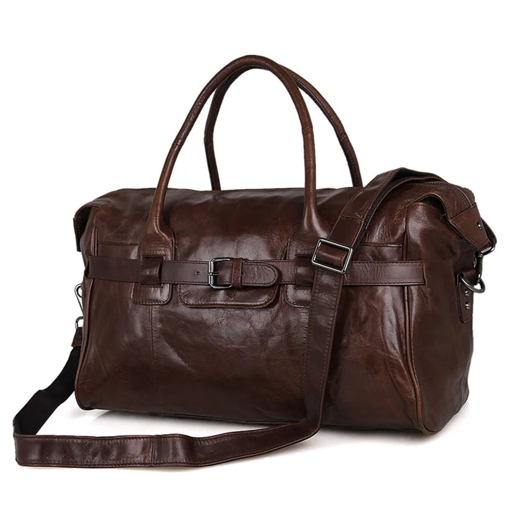 YAAGLE Men's Wax Leather Luggage Handbag YG7079Q