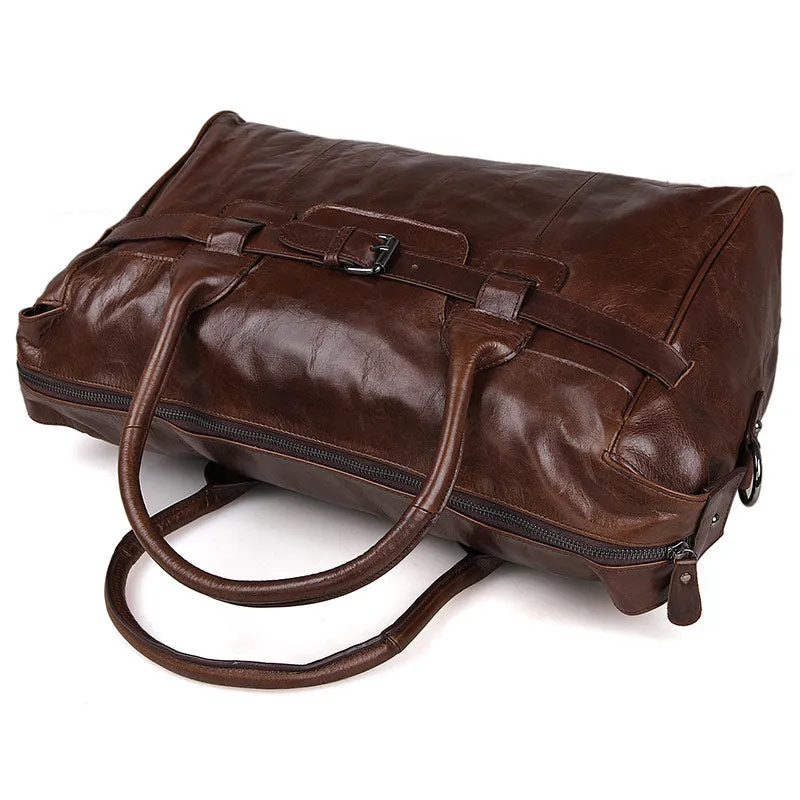 YAAGLE Men's Wax Leather Luggage Handbag YG7079Q