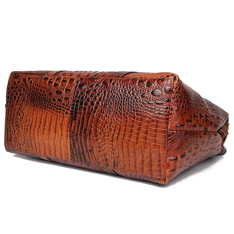 YAAGLE Unisex Crack Pattern Cow Leather Large Handbag YG6003B