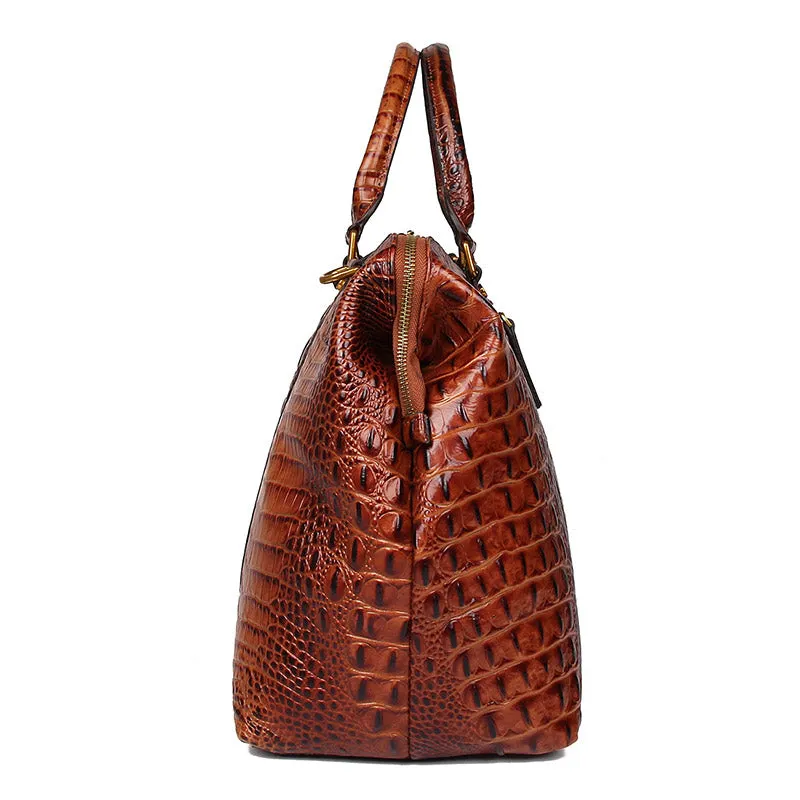 YAAGLE Unisex Crack Pattern Cow Leather Large Handbag YG6003B