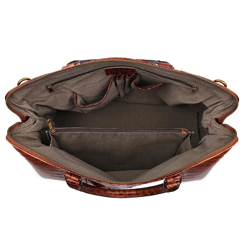 YAAGLE Unisex Crack Pattern Cow Leather Large Handbag YG6003B