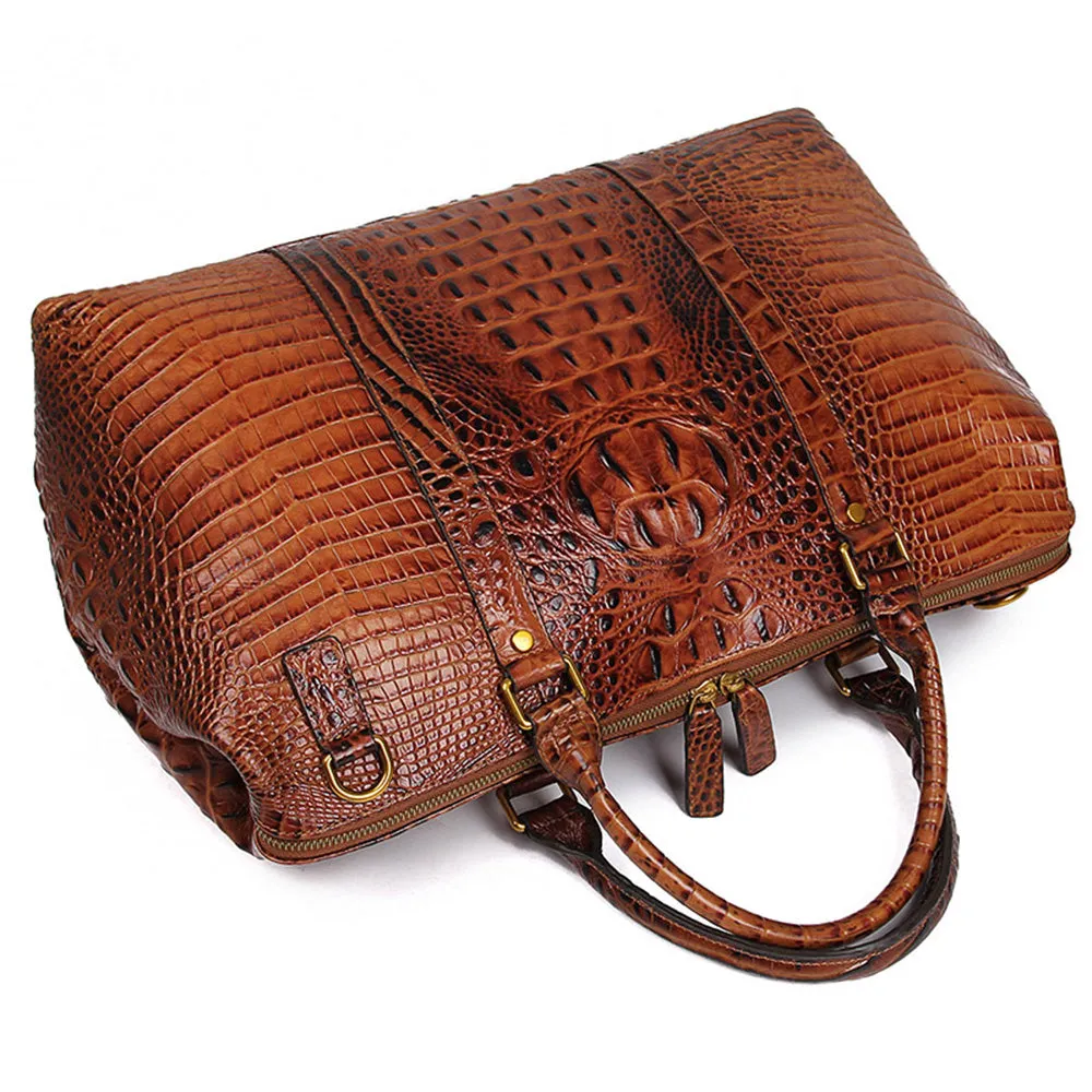 YAAGLE Unisex Crack Pattern Cow Leather Large Handbag YG6003B
