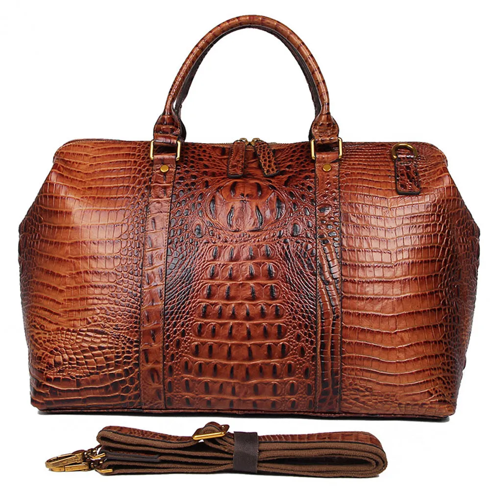 YAAGLE Unisex Crack Pattern Cow Leather Large Handbag YG6003B
